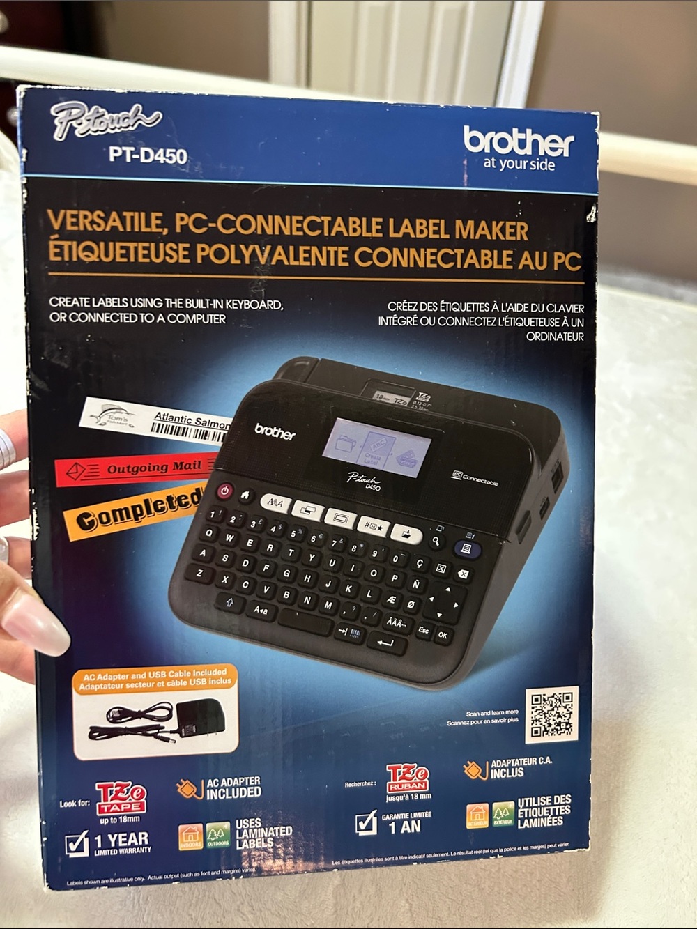 New Brother P-touch PT-D450 Label Maker in Black and Blue Packaging